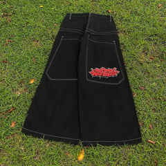 Y2K Gothic Cross Print Loose Jeans Street Hip-hop Retro's