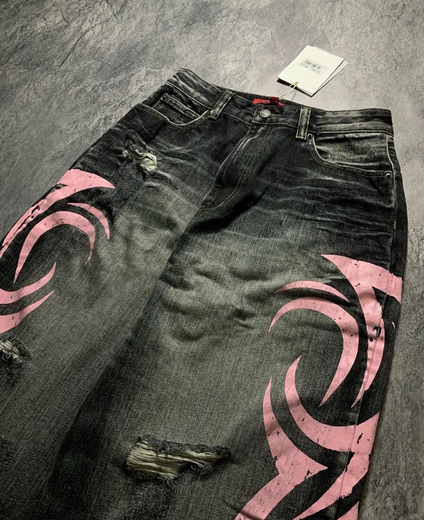 American Graffiti Punk Hip-Hop Printed Gothic Jeans