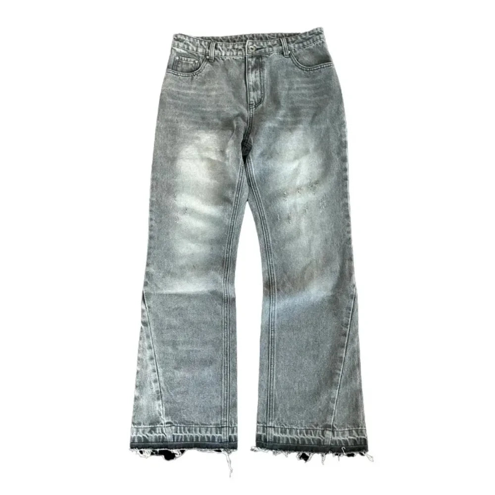 Y2K Retro Gothic Dollar Pattern Embroidered Patchwork Jeans