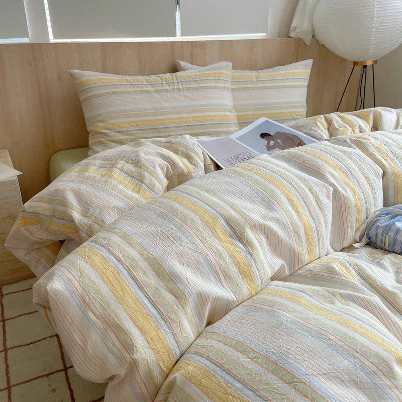 1pc Korean Cotton Pink Stripes Duvet Cover 150x200 Size Girl's Room housse de couette Skin friendly Breathable Comforter Sets