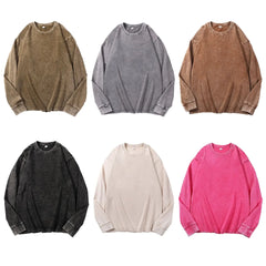 Distressed Long Sleeve Cotton T-Shirt