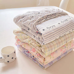 Washed Cotton Fitted Sheet with Elastic Bands Non Slip Adjustable Mattress Cover Printed Pure Cotton