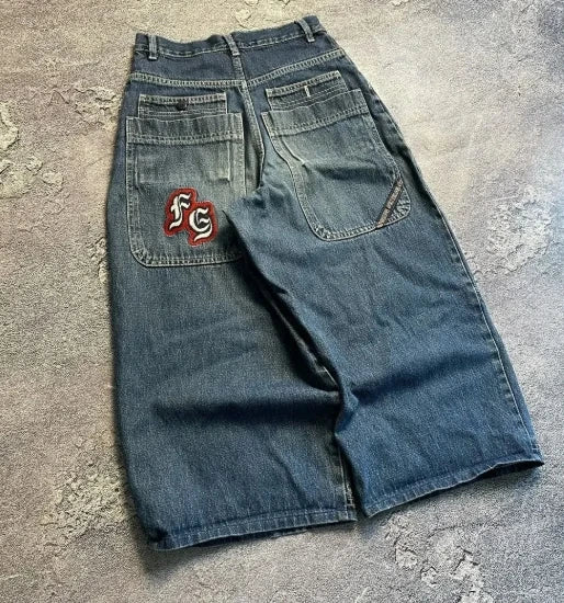 American retro jeans loose casual Y2K high street retro hip-hop clown couple wide leg pants