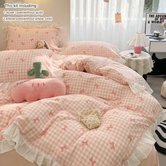 3 Piece duvet cover Set bowknot printting Quilt cover Set comfortable Ruffles Bedding Set Bedspread