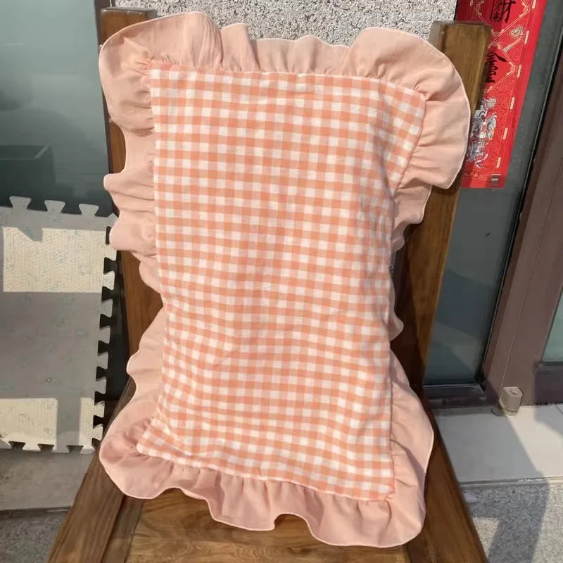 Classic Plaid Pillowcase Cotton Japanese Simple Four-season One Pair Pillow Covers Decorative Bedding Textile Pillow Protector