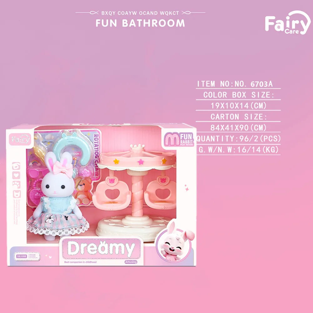 Little Rabbit Bedroom kitchen outdoor gamesLovely Scene Play Toys Simulation Modelling Children Birthday Easter Gift