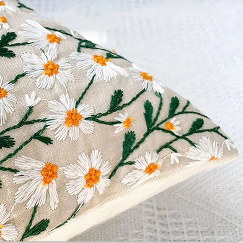 45x45CM Embroidered Floral Pillow Case Decor Home Light Luxury Sweet Pillow Cushion Cover Throw Square Funda Cogines De