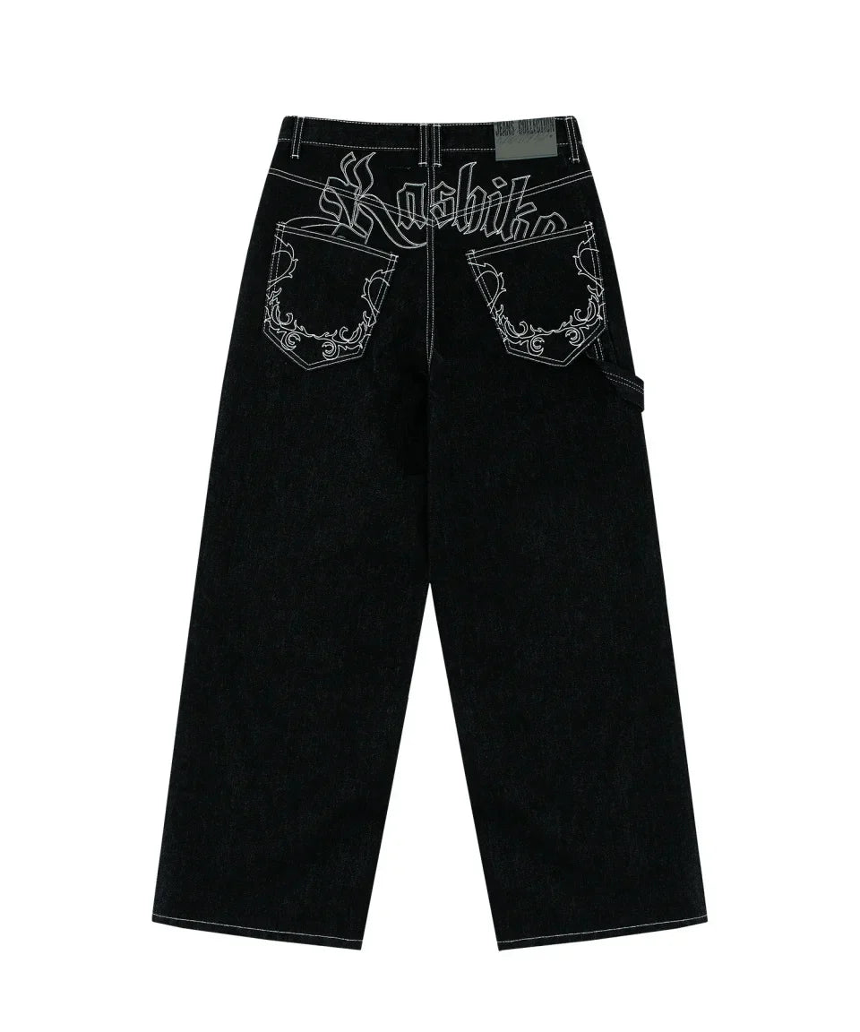 American Graffiti Punk Hip-Hop Printed Gothic Jeans