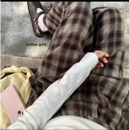 High Waist Fleece Lined Wide Leg Pants Comfortable Casual Korean Style Home Wear Slimming Trousers