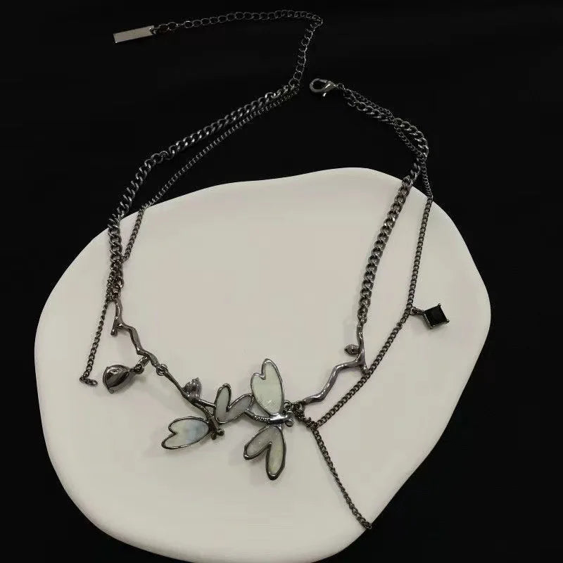 Sweet Cool Gun Black Fantasy Dragonfly Necklace