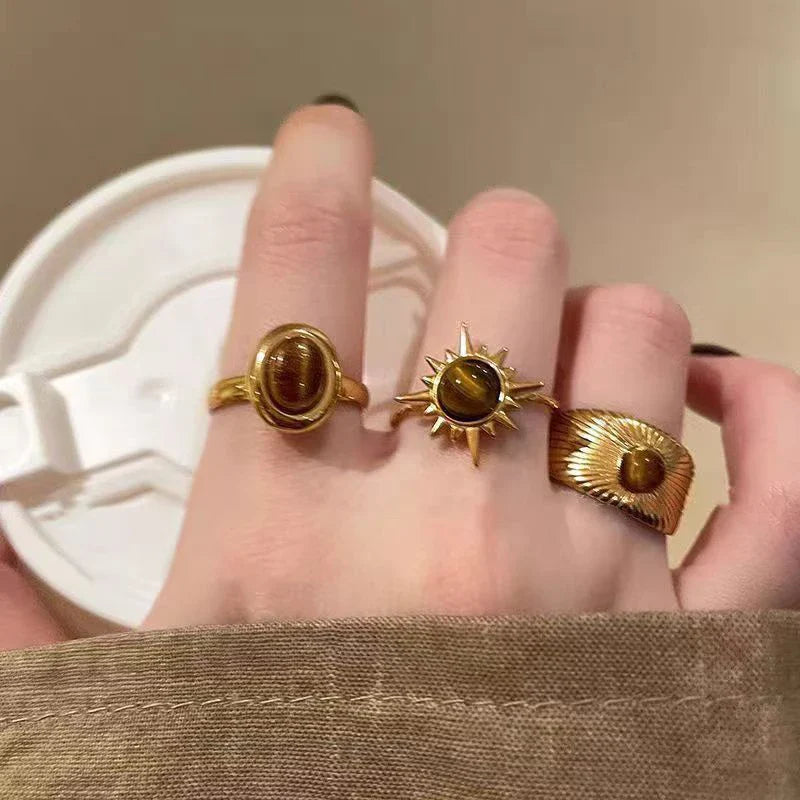 Vintage Brown Stone Rings