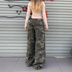 Vintage Jeans Loose-Fit Slimming Casual Wide-Leg Trousers American Style Streetwear Denim Cargo Pants