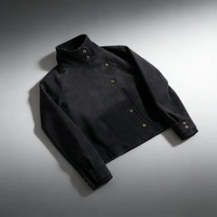 Y2K Harajuku Retro Functional Style Slant Collar Jacket Gothic Stand Collar Easy Jacket Street Black Jacket