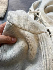 Gray Hooded Sweater Coat Double Zipper Long Sleeve Loose Korean Soft Thickened Knitted Tops Coats
