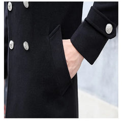 Long dust coat Warm Trench Woolen Cloth Coats Double Breasted Slims Solid Business Outwear