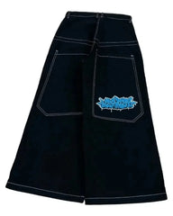 Y2K Loose Jeans Retro Pattern Embroidery Hip Hop American Harajuku Street Clothing Wide Legs Jeans