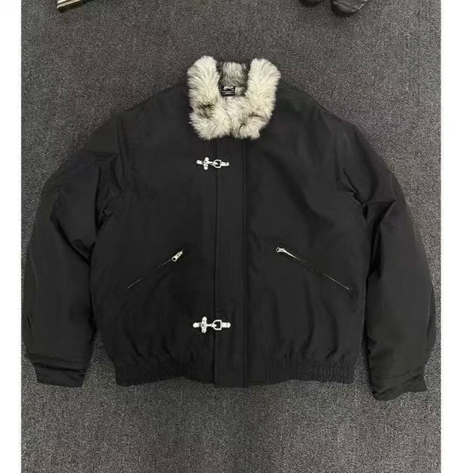 American Aircraft Button Pocket Zipper Stand-Up Collar Parka