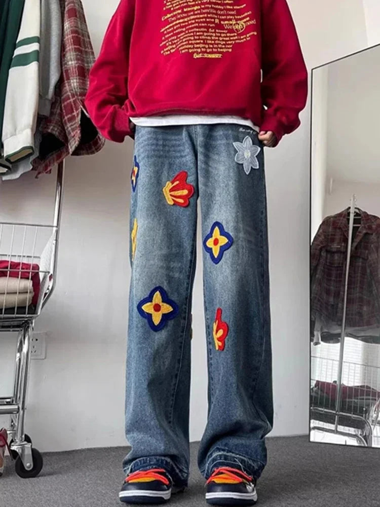 Y2K Vintage Flower Embroidery Jeans