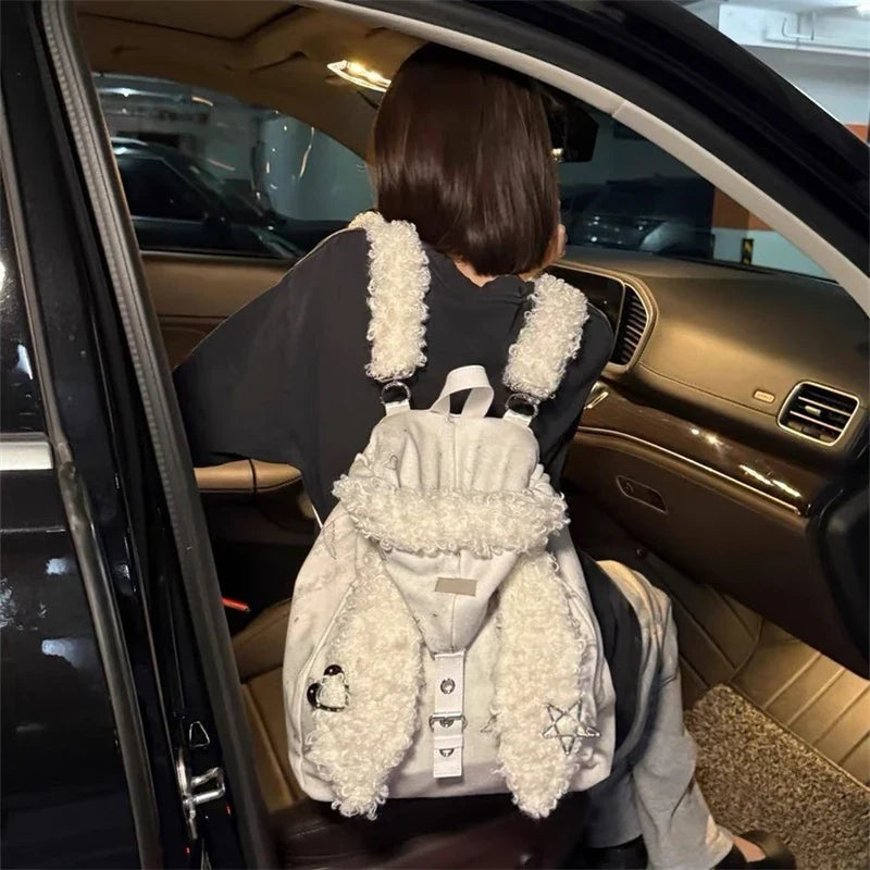 Cute Rabbit Ear Plush Backpack