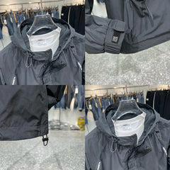 Long Sleeve Hooded Jacket Casual Outerwear with Zipper Pockets Outdoor Work Jacket Bomber Baseball Jacket