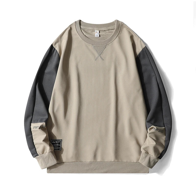 Male Patchwork Loose O-Neck Hip Hop Hoodies