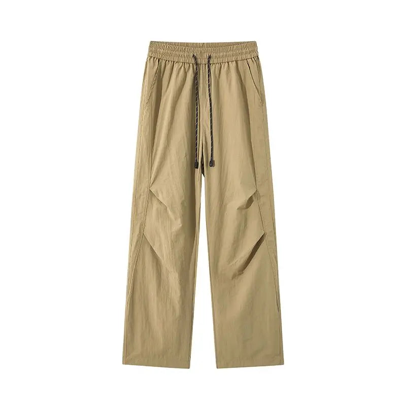Trendy Loose Work Pants Ins Versatile Straight Tube Sports Micro Elastic Parachute Pants Drawstring Casual Pants