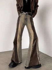 Trashy Y2K 2000S Pu Leather Patchwork Slim Flare Jeans Pants