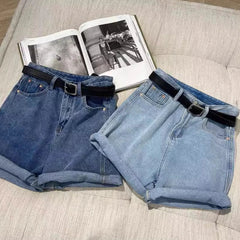 Korean Style Clothing Casual High Waist Denim Shorts Solid Color Loose Wide Leg A-line Pants