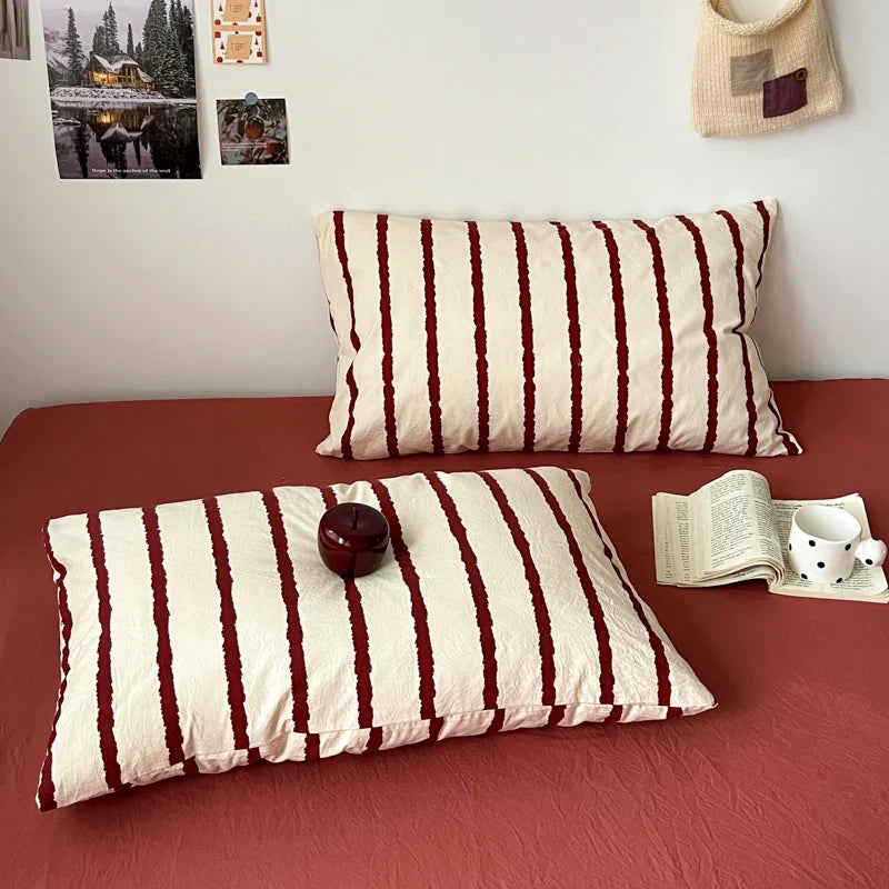 Striped Printed Microfiber Duvet Cover Set Bedding Set, Breathable Lightweight Soft, Fade-Resistant Hypoallergenic Washable