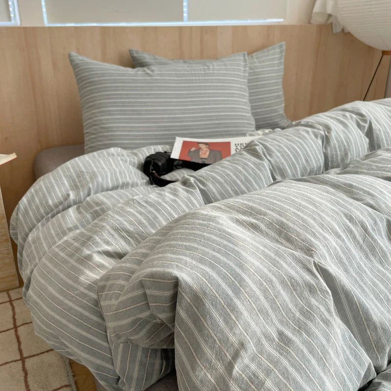 1pc Korean Cotton Pink Stripes Duvet Cover 150x200 Size Girl's Room housse de couette Skin friendly Breathable Comforter Sets
