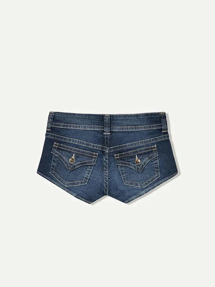 Y2k Zipper Denim Mini Shorts