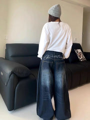 Casual Y2K Loose Baggy Jeans Blue Washed High Street Vintage Cargo Pants Wide Leg Oversized Trousers y2k pants