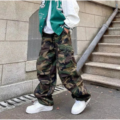 Y2k American High Street Retro Hiphop Camouflage Cargo Pants Thin Pants Gothic Straight Leg Casual Pants Trend Brand