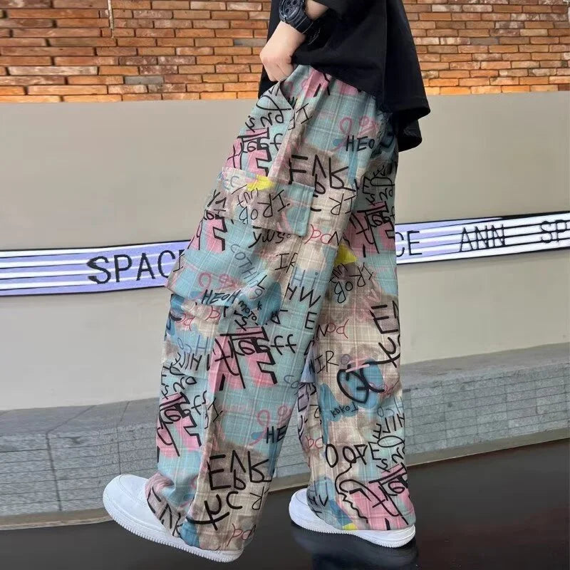 Child Pants Boys Trousers Teenager Clothing Kids Wide-legged Trousers Boy Letter Loose Pants