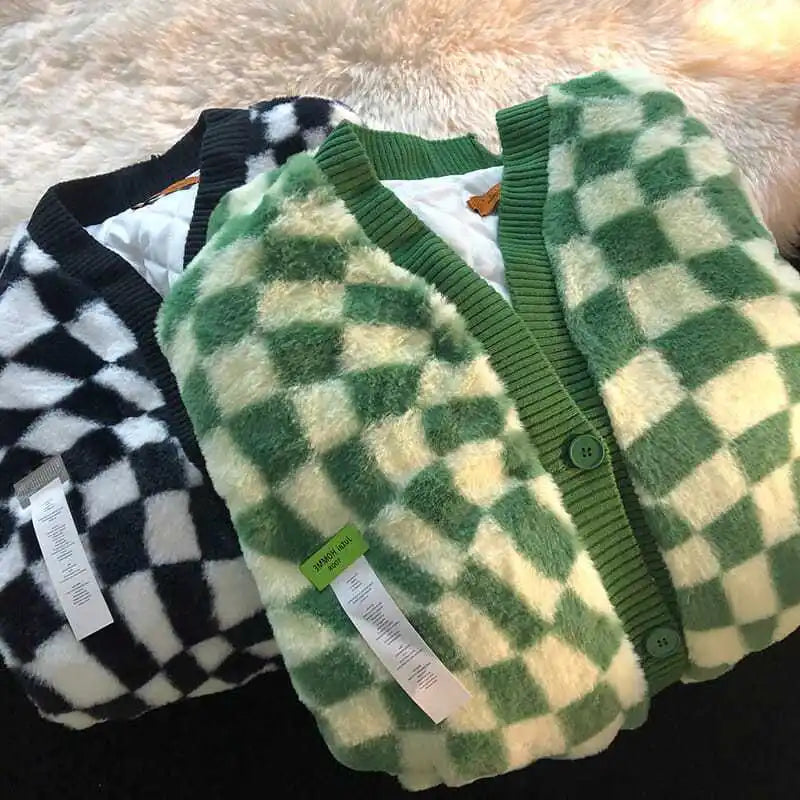 French green plaid coat women's
