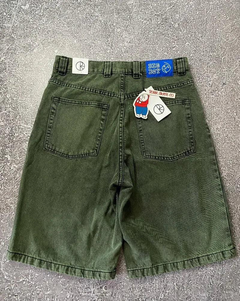 Big Boy Baggy Shorts Harajuku Hip Hop Cartoon Graphic Embroider Retro Denim Shorts Y2k Gym Basketball Shorts Clothing