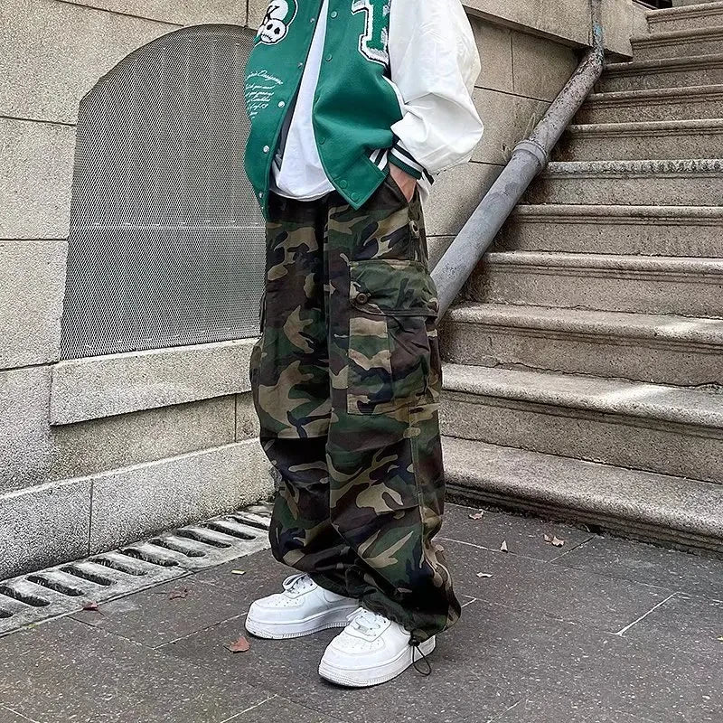 Y2k American High Street Retro Hiphop Camouflage Cargo Pants Thin Pants Gothic Straight Leg Casual Pants Trend Brand