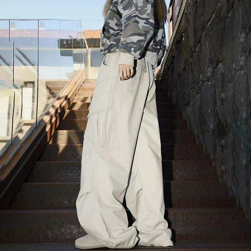 Big Pocket Cargo Pants Loose Straight Wide Leg Trousers Baggy Outdoor Workwear Pants Man Hip Hop Sweatpants