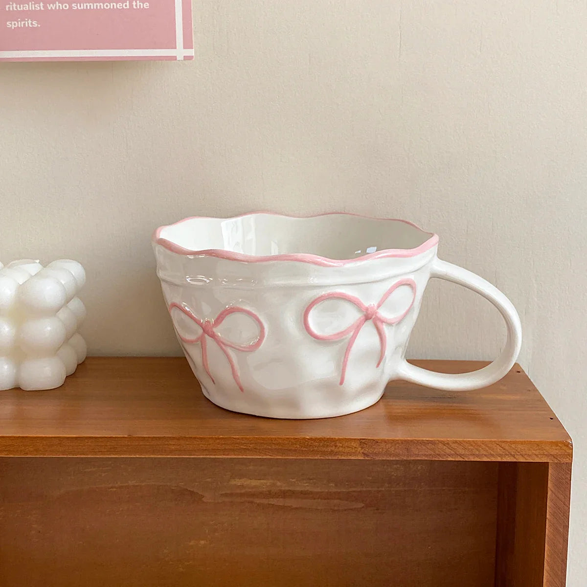 1Pc Bow Ceramic Mug, Exquisite