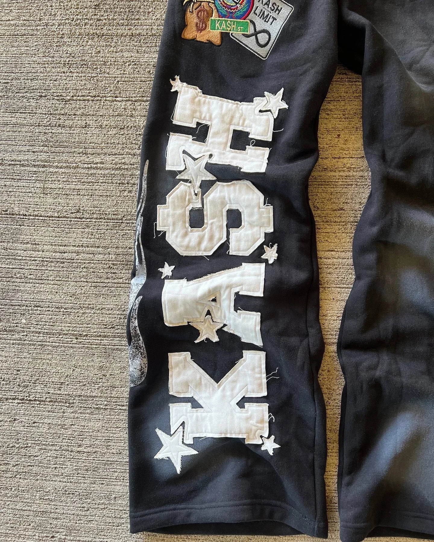American Sweatpants Y2K Pants Gothic Hip Hop Letter Patch Retro Double Layer Design Baggy Elastic Waist Jogging Casual Pants