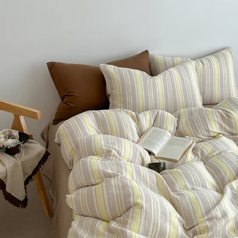 Washed Super Soft Duvet Cover Set with Bed Sheet Skin-friendly Bedding Set Hygroscopic Breathable Quilt Cover