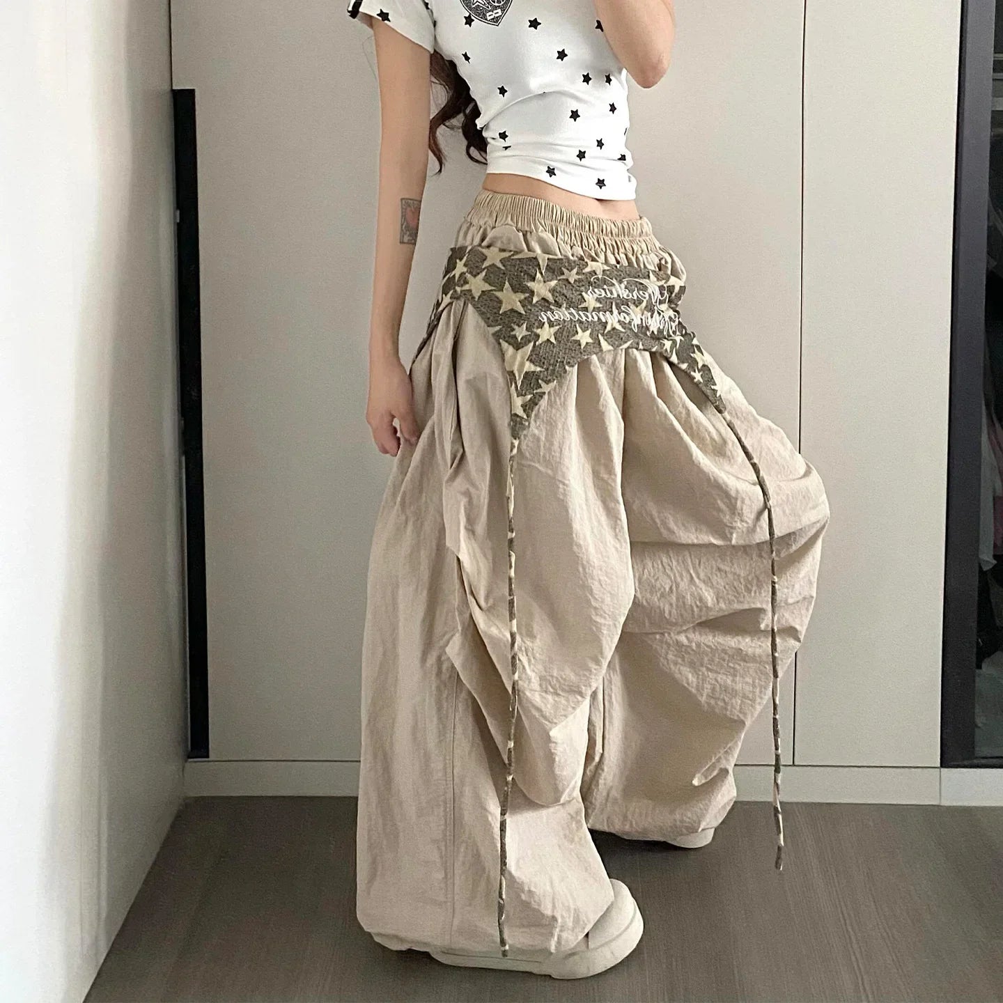 Designer Layering Cargo Pants Lightweight Quick-Dry Jazz Dance Trousers Baggy Paratrooper Streetwear Wide Leg Pants