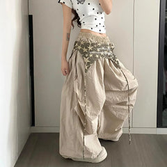 Designer Layering Cargo Pants Lightweight Quick-Dry Jazz Dance Trousers Baggy Paratrooper Streetwear Wide Leg Pants