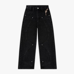 Western Pistol Pendant Pocket Embroidery Loose Wide Leg Jeans Y2K Trend Comfortable Streetwear