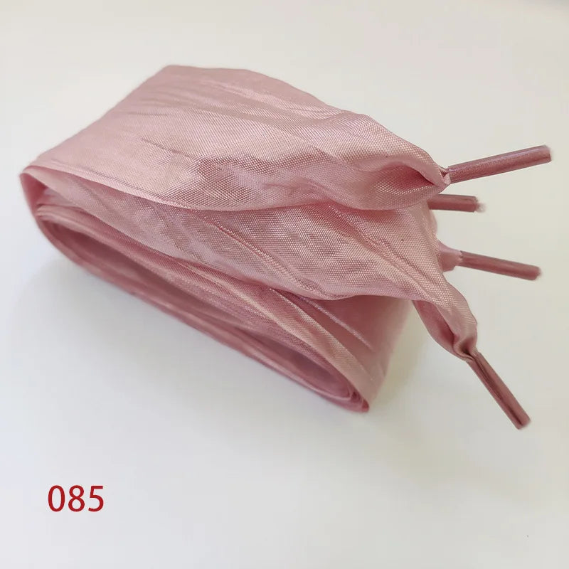 5cm Widened Butterfly Bow Ruffled Yarn Shoelaces Flat Silk Big Bow Wide Laces Trend Beauty White Casual Shoes Laces Dropship