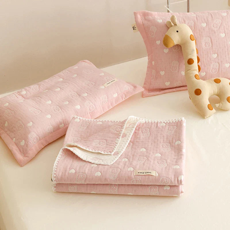 Pure Cotton Three-layer Yarn Fabric Children Blanket Soft Skin Friendly Quilt Air Conditioner Comforter Adult Kid