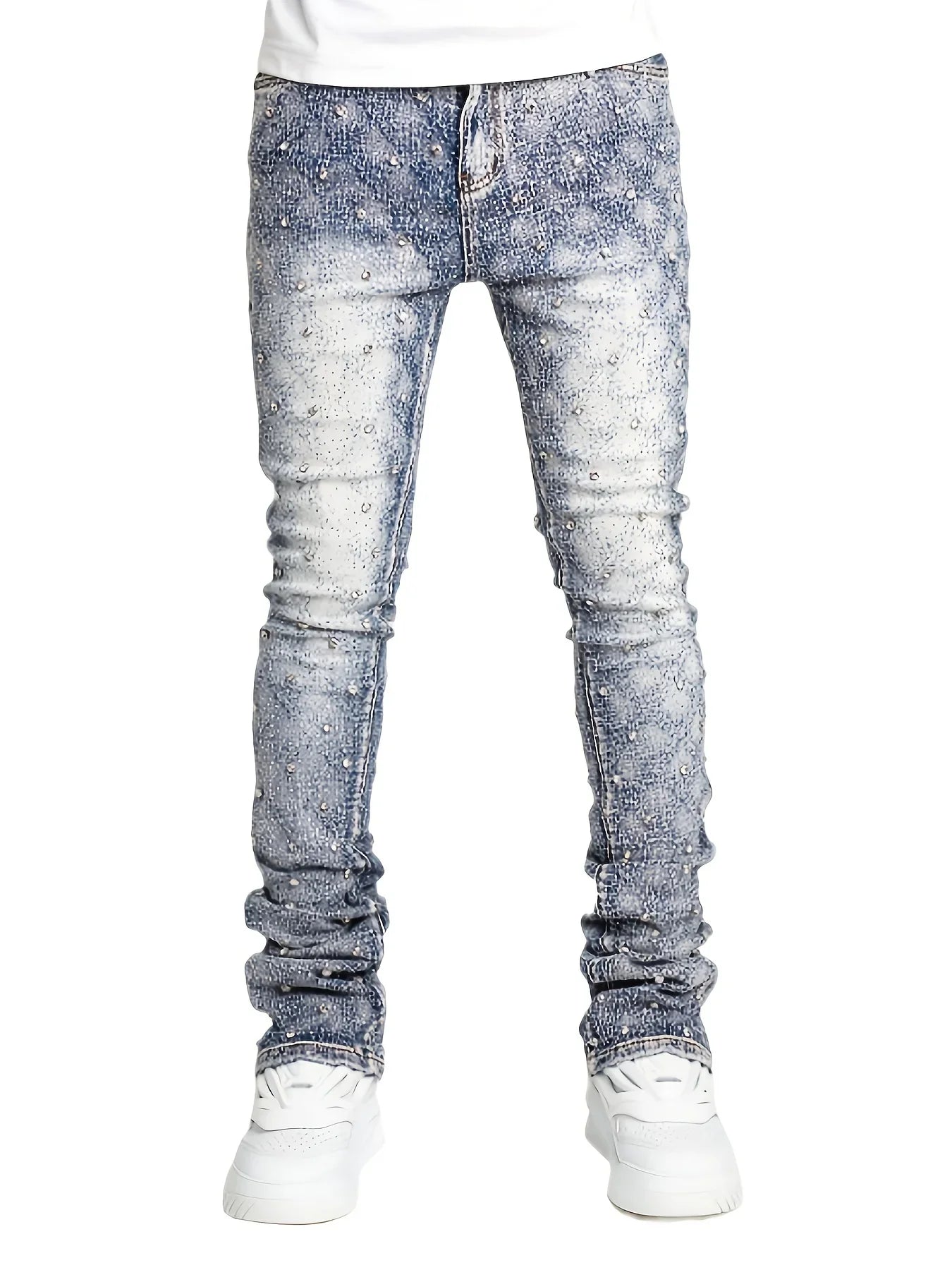 denim personality straight leg pants European