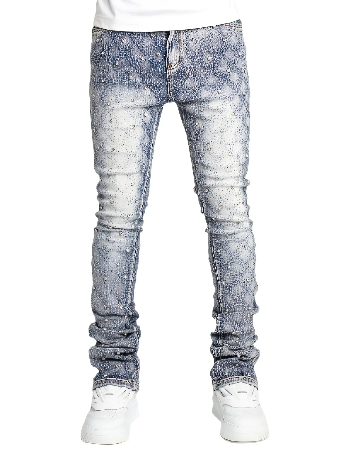 denim personality straight leg pants European