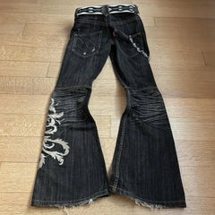High Waist Harajuku Loose Embroidered Jeans with Rock Punk Style Y2K Micro La Retro Wide Leg Pants