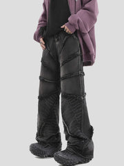 National Tide Couples American Raw Edge Stone Mill Washed Jeans Y2K Gothic Punk Style Loose Straight Tube Make Old Trousers
